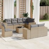 Maison Chic Seti vrtnega pohištva - Vrtna garnitura 9-delna z blazinami bež poli ratan, (21797092) | Shoptok.si