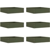 vidaXL Robovi trave 6 pcs Oljčno zelena 50 x 50 x 13 cm Jeklo | Shoptok.si
