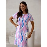 Resti Simple knee-length women's dress with short sleeves in various stripes Cene
