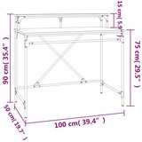  Radni stol boja dimljenog hrasta 100x50x90 cm drvo i željezo | shoptok.hr