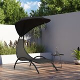 vidaXL Ležalnik z nadstreškom črn 167x80x195 cm blago in jeklo Cene