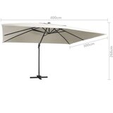  Konzolni vrtni suncobran LED sa stupom 400x300 cm boja pijeska - Pijesak 400 x 300 cm (7 x 5 cm) 1 | shoptok.hr