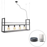 QAZQA Pametna viseča svetilka črna z velikim stojalom, 4 lučkami, vključno z Wifi G95 - Cage Rack Cene
