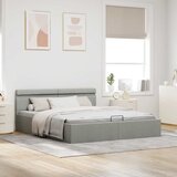  Hidraulični okvir za krevet LED svjetlosivi tkanina 160x200 cm | shoptok.hr