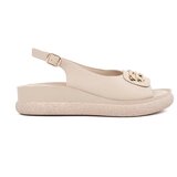 GOODIN Flat sandals beige with decoration | Shoptok.si