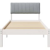  Okvir kreveta s uzglavljem Bijela i svijetlosiva 75 x 190 cm | shoptok.hr