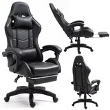 Lean Toys Igralni stol LEAN črna– ergonomski gaming stol z naslonom za noge | Shoptok.si