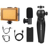PULUZ ov komplet za snemanje v živo stativ + luč led + mikrofon + sponka za telefon PKT3132B, (21031252) | Shoptok.si