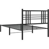  Metalni okvir za krevet s uzglavljem crni 100x190 cm | shoptok.hr