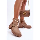 Boto Women's Trapper Boots with Pearls Beige Klarisa | shoptok.hr