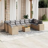 Maison Chic Seti vrtnega pohištva - Vrtna garnitura - Vrtni pohištvo set 11-delna z blazinami bež poli ratan, (21811242) | Shoptok.si