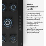 Klarstein Plinska kuhalna plošča Velaire, 5 gorilnikov z električnim vžigom, združljiva z zemeljskim plinom in utekočinjenim naftnim plinom, 10400 W, 90 cm | Shoptok.si