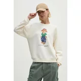 Polo Ralph Lauren Bombažen pulover ženski, bež barva, 211935618