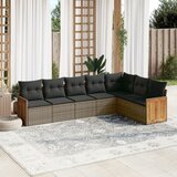 Maison Chic Seti vrtnega pohištva - Vrtna garnitura - Vrtni pohištvo set 7-delna z blazinami siv poli ratan, (21803360) | Shoptok.si