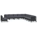 The Living Store Vrtna sedežna garnitura 11-delna z blazinami črna borovina - Vrtna Sedežna Garnitura, (21460667) | Shoptok.si