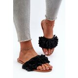Kesi Women's flat slippers with fringe, black Rialle Cene