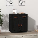 vidaXL Komoda črna 65,5x40x75 cm trdna borovina Cene