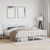  Metalni okvir kreveta uzglavlje i podnožje bijeli 183x213 cm | shoptok.hr