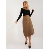 Fashion Hunters Brown midi cargo skirt with lining