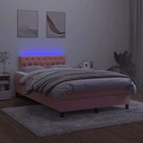  Krevet box spring s madracem LED ružičasti 120x200cm baršunasti | shoptok.hr