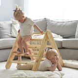 MeowBaby Svetlo modra/naravni borov les trikotnik 61x60x60 cm Montessori - | Shoptok.si