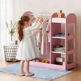 Kinder Home Dečiji stalak za odeću sa ogledalom - dečiji otvoreni orman sa policama i vešalicama, roze ( AT-DC-2108-P ) Cene