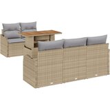  6-dijelni vrtni set sofe s jastučićima Bež poli ratan akacija dvosed vrtna sofa s jastučićima Bež poli ratan | shoptok.hr