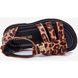 Boto Girls Gladiator Sandals With Gold Detail Panther Print Vesira | ePonuda.com