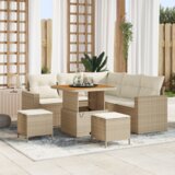 vidaXL 8 komada Vrtna sofa set s jastučićima Bež Poliratan Akacija | shoptok.hr