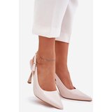 Boto Lacquered Heels With Open Back And Pointed Toes Light Beige Rivori | Shoptok.si