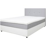 CARRYHOME POSTELJA Z VZMETNICO 140 cm x 200 cm , tekstil bela, svetlo siva | Shoptok.si