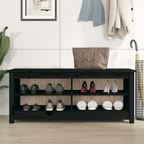  Klupa za cipele crna 110 x 38 x 45,5 cm od masivne borovine | shoptok.hr