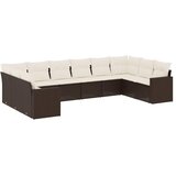  10-dijelni set vrtnih sofa od poliratana s jastucima smeđi | shoptok.hr