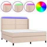  Krevet box spring madrac LED cappuccino 180x200cm umjetna koža | shoptok.hr