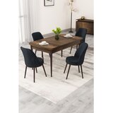 Hanah home trpezarijski set Rax, sto na razvlačenje i 4 stolice, ploča u dekoru drveta Baroque, antracit tkanina Babyface | Eponuda.com