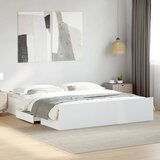 Maison Chic Posteljni okvir - Dvoposteljna postelja - Zakonska postelja s predali bel 180x200 cm inženirski les, (21694834) | Shoptok.si