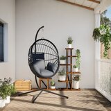 vidaXL Viseči stol jajček s stojalom svetlo siv ratan in jeklo - - Siva - 21.8 - N/A - 2025-vidaXL-TOPSELLER | Shoptok.si