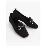 Marjin Women's Buckled Short Toe Knitwear Flats Voven Black