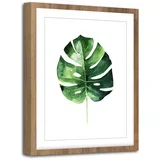 Slika Modernpik Greenery Wooden Monstera, 30 x 40 cm