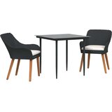  Vrtni set za objed 3 kom. Crna poliratan | shoptok.hr