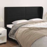 vidaXL Vzglavje z ušesi črn 203x23x118/128 cm umetno usnje | Shoptok.si