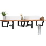  Zidna polica za umivaonik od čelika i masivne bukovine Smeđa 150 x 55 x 2.5 cm | shoptok.hr