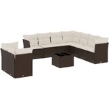 vidaXL 10-dijelni set vrtnih sofa od poliratana s jastucima smeđi | shoptok.hr