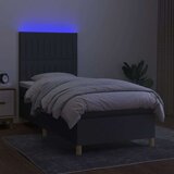  Box spring postelja z vzmetnico LED temno siva 90x200 cm blago, (20789702) | Shoptok.si