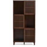 Kave Home Tamno smeđa biblioteka u dekoru oraha s kliznim vratima 84,5x170x42,5 cm Beyla – | shoptok.hr