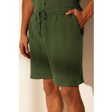 Trendyol khaki regular fit limited edition 100% linen elastic waist shorts & bermuda Cene