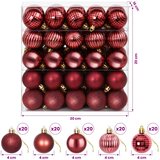  Set božićnih kuglica 100 kom. Vinska crvena 4 cm Polistiren | shoptok.hr