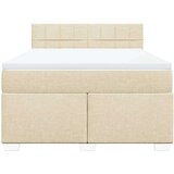 vidaXL Krevet s oprugama i madracem krem 140x200 cm od tkanine | shoptok.hr