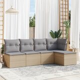 vidaXL 5-dijelni vrtni set sofa s jastucima bež od poliratana Cijene