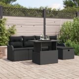 vidaXL set od 6 komada vrtnih sofa s jastucima crni poli ratan | shoptok.hr